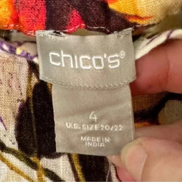 Chico's Petite Linen Floral Sarong Faux-Wrap Skirt travel, colorful plus size - Picture 9 of 13